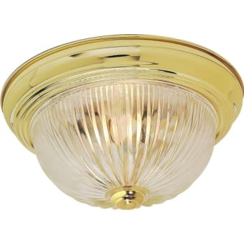 SATCO® Polished Brass Three-Light 15 Flush Mount With Ribbed Glass