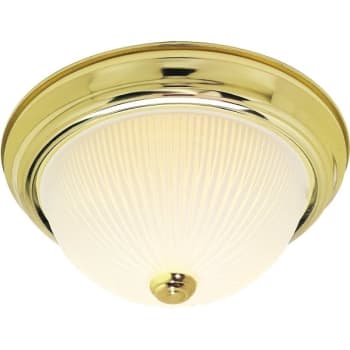 SATCO® Brass Two-Light 13 Flush Mount With Frosted Ribbed Glass