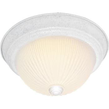 SATCO® White Two-Light 13 Flush Mount With Frosted Ribbed Glass