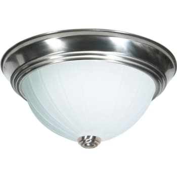 SATCO® Nickel Two-Light 13 Flush Mount With Frosted Melon Glass