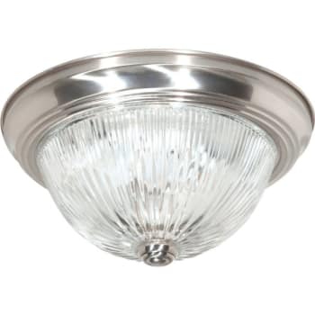 SATCO® Nickel Three-Light 15 Flush Mount With Clear Ribbed Glass