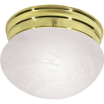 SATCO® Brass One-Light Small Mushroom Flush Mount With Alabaster Glass