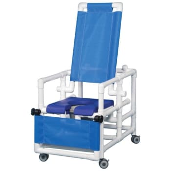 IPU® Deluxe Reclining Shower Commode Blue Soft Seat In Blue