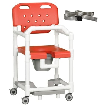 Image for Ipu® 20" Clearance Shower Commode Chair Footrest Lap Bar Left Drop Arm In Red from HD Supply