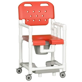Image for Ipu® 20" Clearance Shower Commode Chair Footrest Left Drop Arm In Red from HD Supply