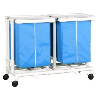 Image for Ipu® Jumbo Double Hamper With Foot Pedal Cap Blue Mesh from HD Supply