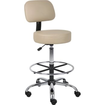 Boss Beige Medical Drafting Stool With Back, Beige