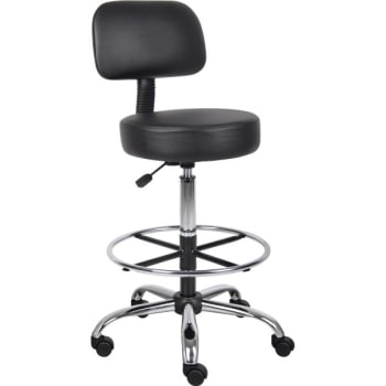 Image for Boss Black Medical Drafting Stool With Back, Black from HD Supply
