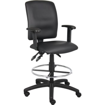 Boss LeatherPlus Drafting Stool With Arms