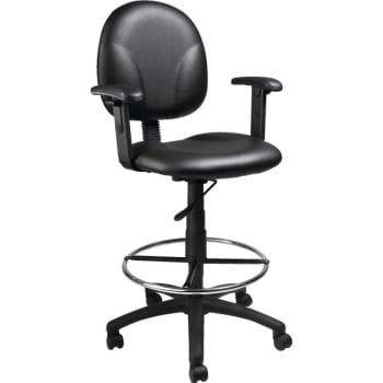 Boss Caressoft Drafting Stool With Arms, Black