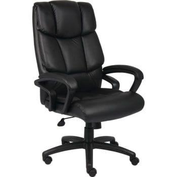 Boss Leather Executive Chair, Black, No Tools Required For Assembly