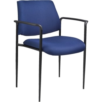 Boss Diamond Stackable Chair With Arms, Square Back, Blue