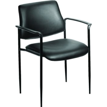 Boss Diamond Stackable Chair With Arms, Square Back, CaressoftPlus, Black