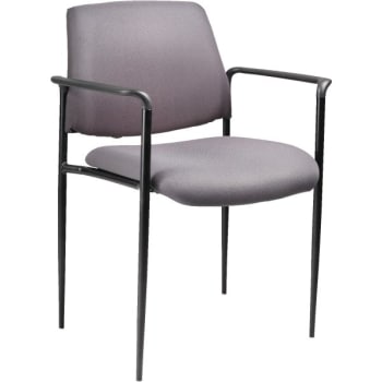 Boss Diamond Stackable Chair With Arms, Square Back, Gray
