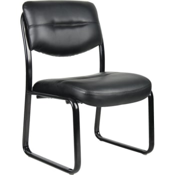 Boss High Back LeatherPlus Side Chair, Sled Base, Black