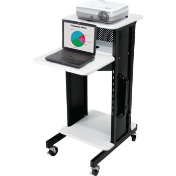 Image for Oklahoma Sound Premium Presentation Cart Black With Ivory Woodgrain from HD Supply