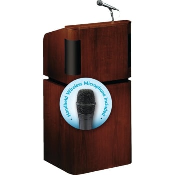 Image for Oklahoma Sound Veneer Lectern & Wireless Handheld Package Mahogany On Walnut from HD Supply