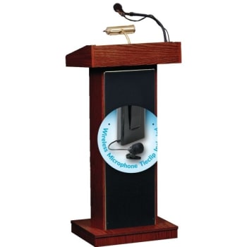 Image for Oklahoma Sound The Orator Lectern With Wireless Tie Clip Microphone, Mahogany from HD Supply