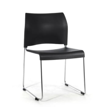 National Public Seating® Sled Base Polypropylene Stack Chair, Black
