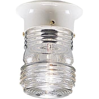 Image for Progress Lighting LED Utility Lantern White One-Light Flush Mount Fixture from HD Supply
