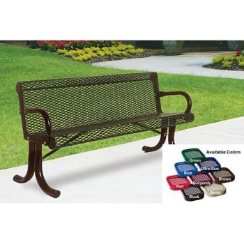 Ultrasite® 72 In. W Capri Courtyard Bench With Back, Portable/surface Mount, Ultra Blue