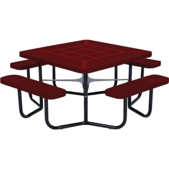 Image for Ultrasite® 6' Square Picnic Bench, Thermoplastic Coated Steel - Burgundy from HD Supply