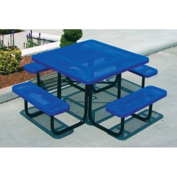 Ultrasite® 6' Square Perforated Steel & Thermoplastic Coated Table, Ultra Blue
