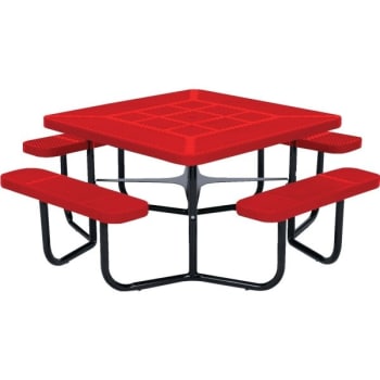 Image for Ultrasite® 6' Square Portable Park Picnic Table, Rolled Edge, Thermoplastic Coated Steel, Red from HD Supply