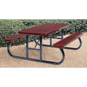 Ultrasite® 6' Picnic Bench, Surface Mount, Thermoplastic Coated Steel, Burgundy