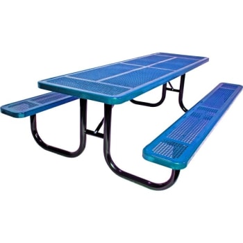 Ultrasite® 6' Picnic Bench, Surface Mount, Thermoplastic Coated Steel, Ultra Blue