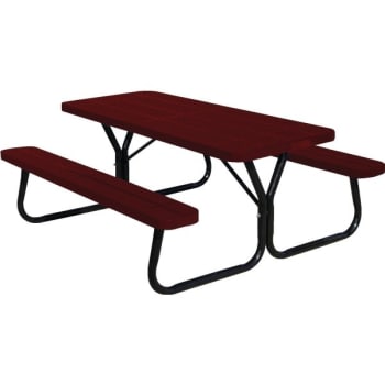 Image for Ultrasite® 6' Portable Park Picnic Table, Bolt Through, Thermoplastic Coated Steel - Burgundy from HD Supply