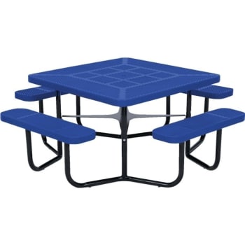 Ultrasite® 6' Portable Square Park Picnic Table, Rolled Edge, Thermoplastic Coated Steel - Blue