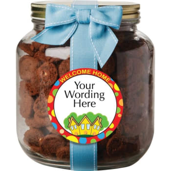 Personalized Large Treat Jars, 20 Oz Brownie Crisps With Welcome Label Design A