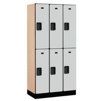 Salsbury Industries® Designer Two Tier Wood Locker, Gray, 3-Wide