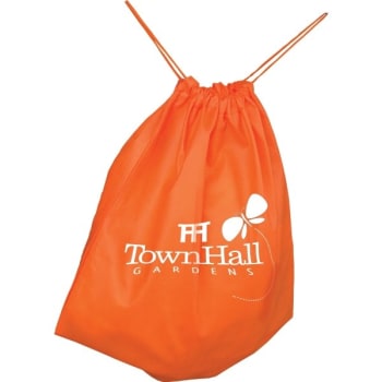 Image for Custom Nylon Drawstring Bag/backpack, Orange With 1 Color Imprint from HD Supply