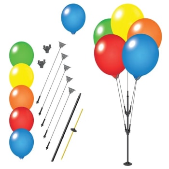 Balloon Cluster Pole Kit With 5 Reusable Helium Free Balloons