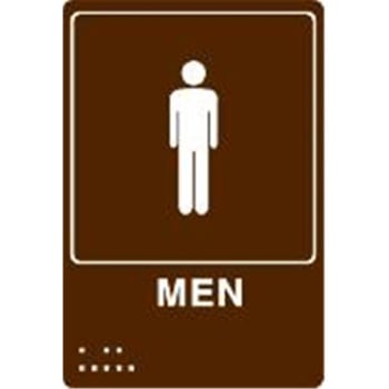 Braille Restroom Sign "men", Brown/white, 6 X 9", Plastic