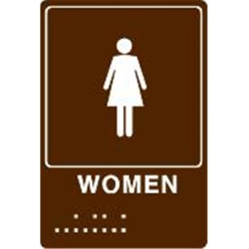 Image for Braille Restroom Sign "women", Brown/white, 6 X 9", Plastic from HD Supply