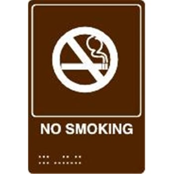 Image for Braille Sign "No Smoking", Brown/White, 6 X 9", Plastic from HD Supply