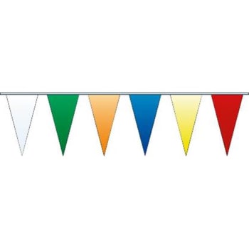 Multi-Color Pennant String/banner. 60' W/ 24, 12" X 18" Pennants, Polyethelene