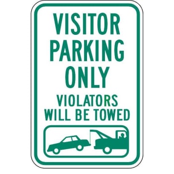 Sign "visitor Parking Only Violators Will Be Towed"