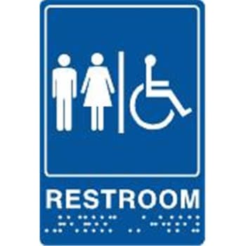 Braille Sign Unisex Handicap "restroom" Sign, 6 X 9", Plastic