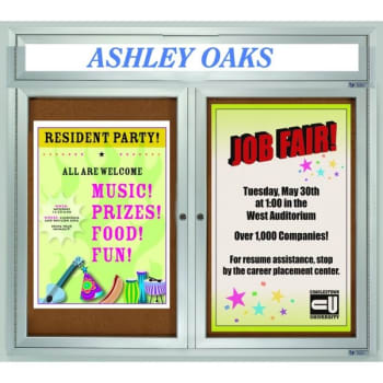 Image for Enclosed Outdoor Cork Bulletin Board, Aluminum Frame, Acrylic Door, 48 x 36" from HD Supply