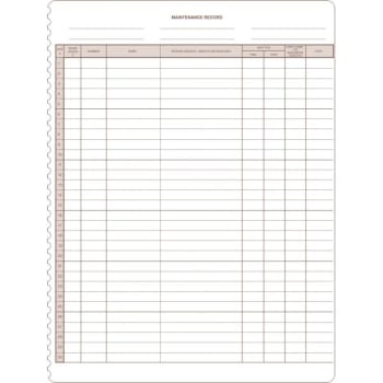 Image for Maintenance Record Ledger Form, Package Of 100 from HD Supply