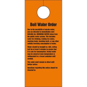 Image for Door Knob Cards - Boil Water Order Package Of 100 from HD Supply