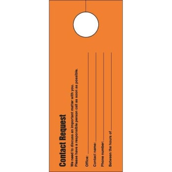 Image for Door Knob Card - Contact Request Bright Orange Package Of 100 from HD Supply