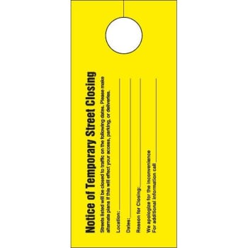 Image for Notice Of Temp. Street Closing Package Of 100 from HD Supply