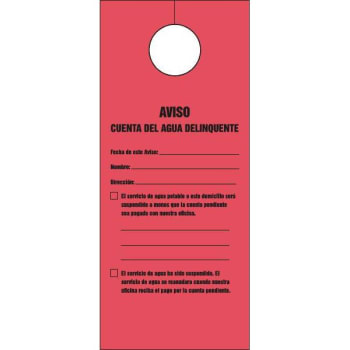 Image for Doorknob Cards Bilingual Delinquent Package Of 100 from HD Supply