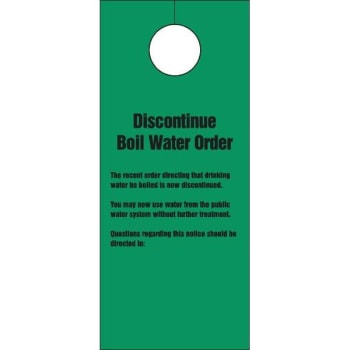 Image for Door Knob Cards Bilingual Discontinue Boil Water Package Of 100 from HD Supply