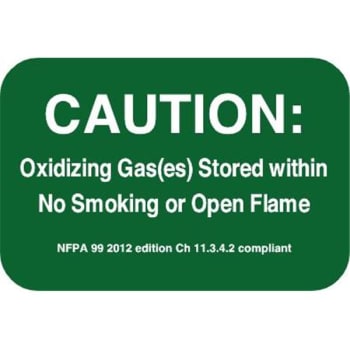 Image for Sign Caution Oxidizing Gases Within No Smoking Or Open Flame 6X9" from HD Supply